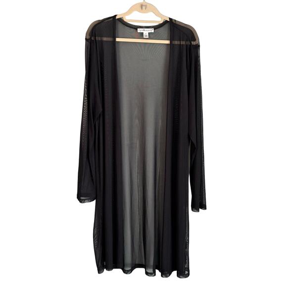 EYE CANDY Open Mesh Cardigan Womens 3X Plus Cover Up Duster Midnight Black - Picture 1 of 7